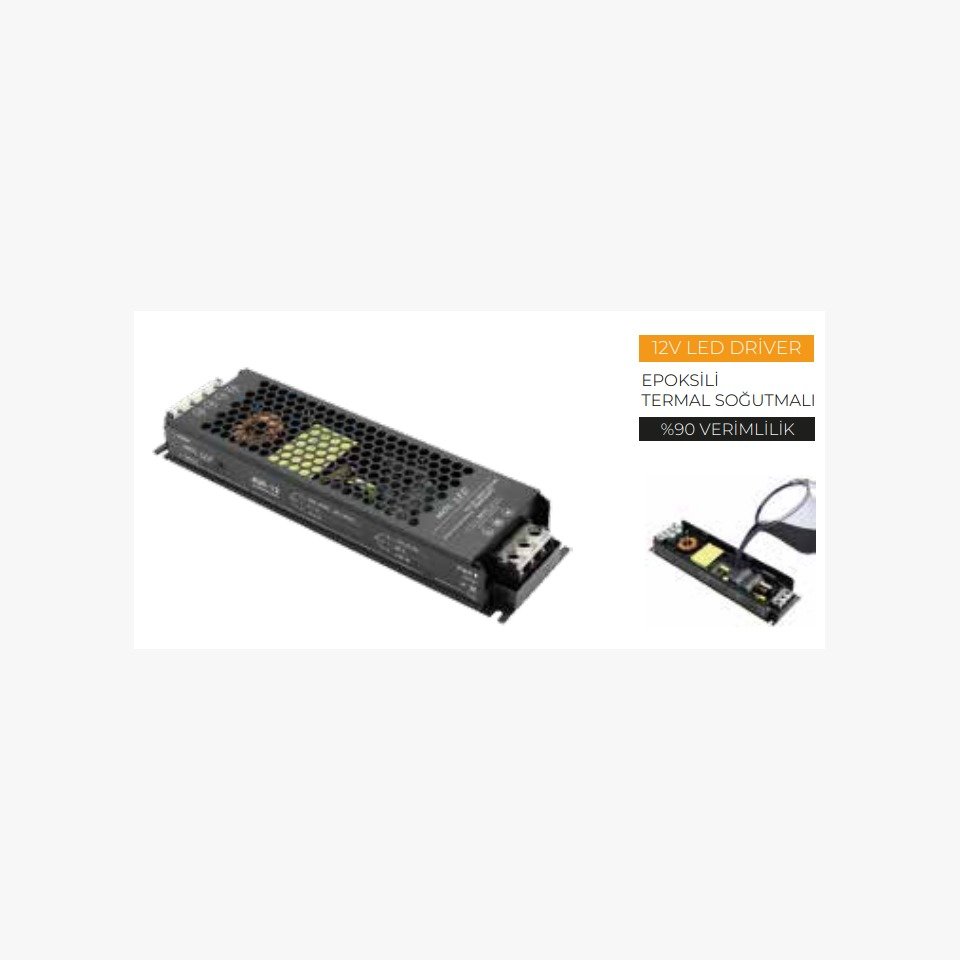 12V 7,5A Epoksili Termal Soğutmalı Led Driver %90 Verimlilik