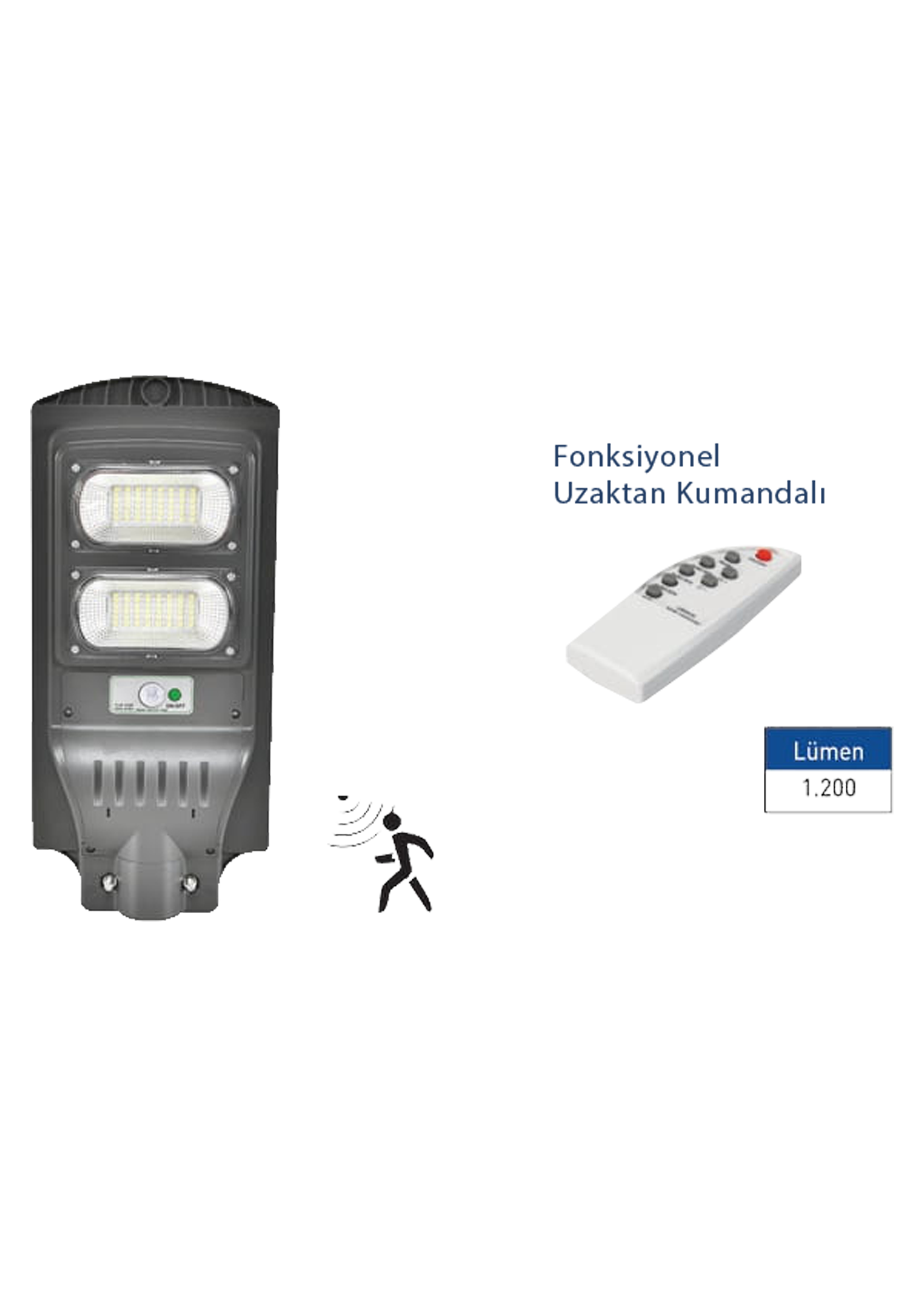100W Solar Led Sokak Armatürü Fonksiyonel Uzaktan Kumandalı
