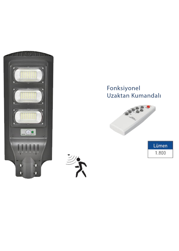 150W Solar Led Sokak Armatürü Fonksiyonel Uzaktan Kumandalı