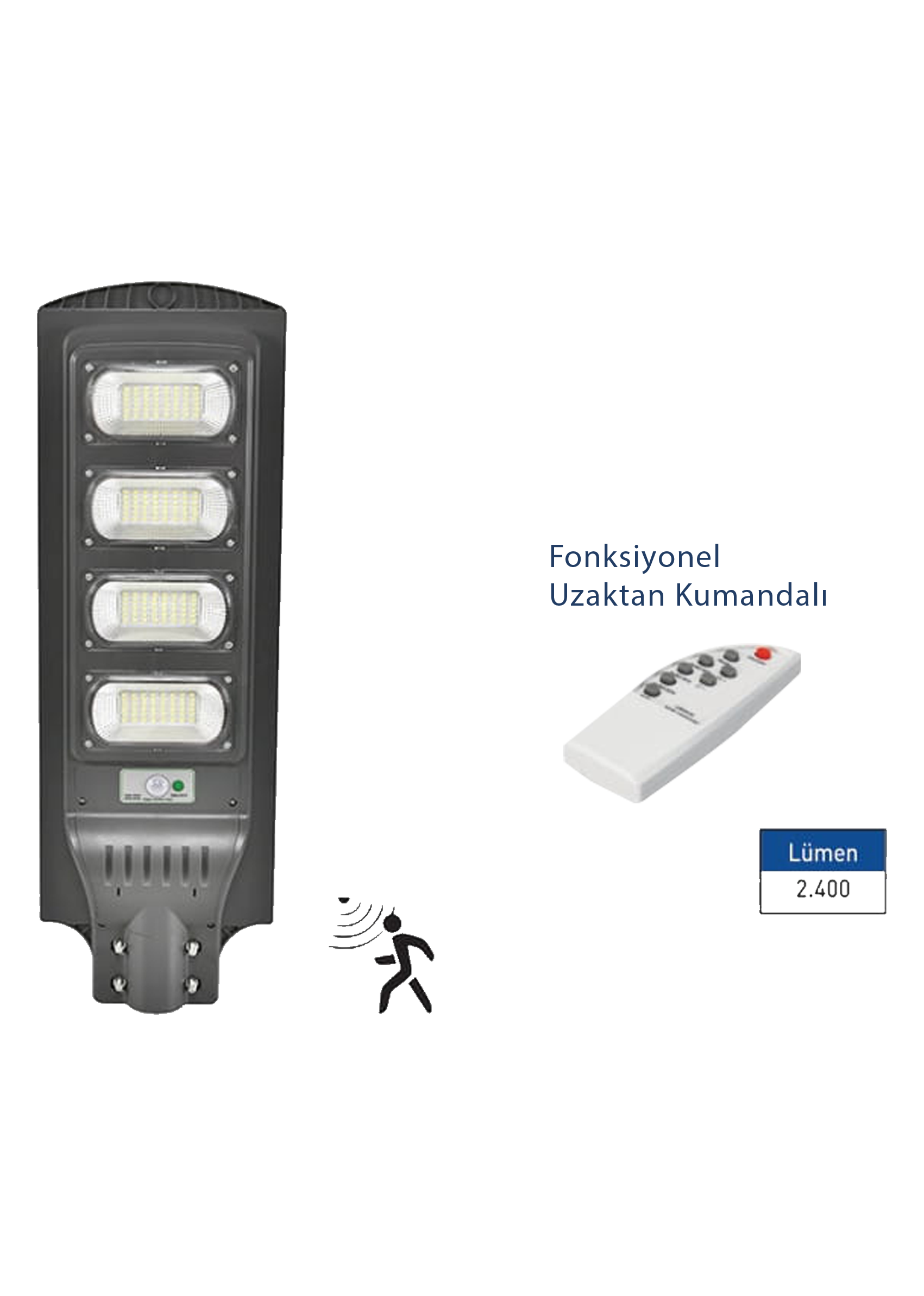 200W Solar Led Sokak Armatürü Fonksiyonel Uzaktan Kumandalı