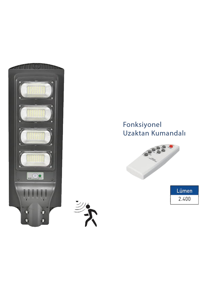 200W Solar Led Sokak Armatürü Fonksiyonel Uzaktan Kumandalı