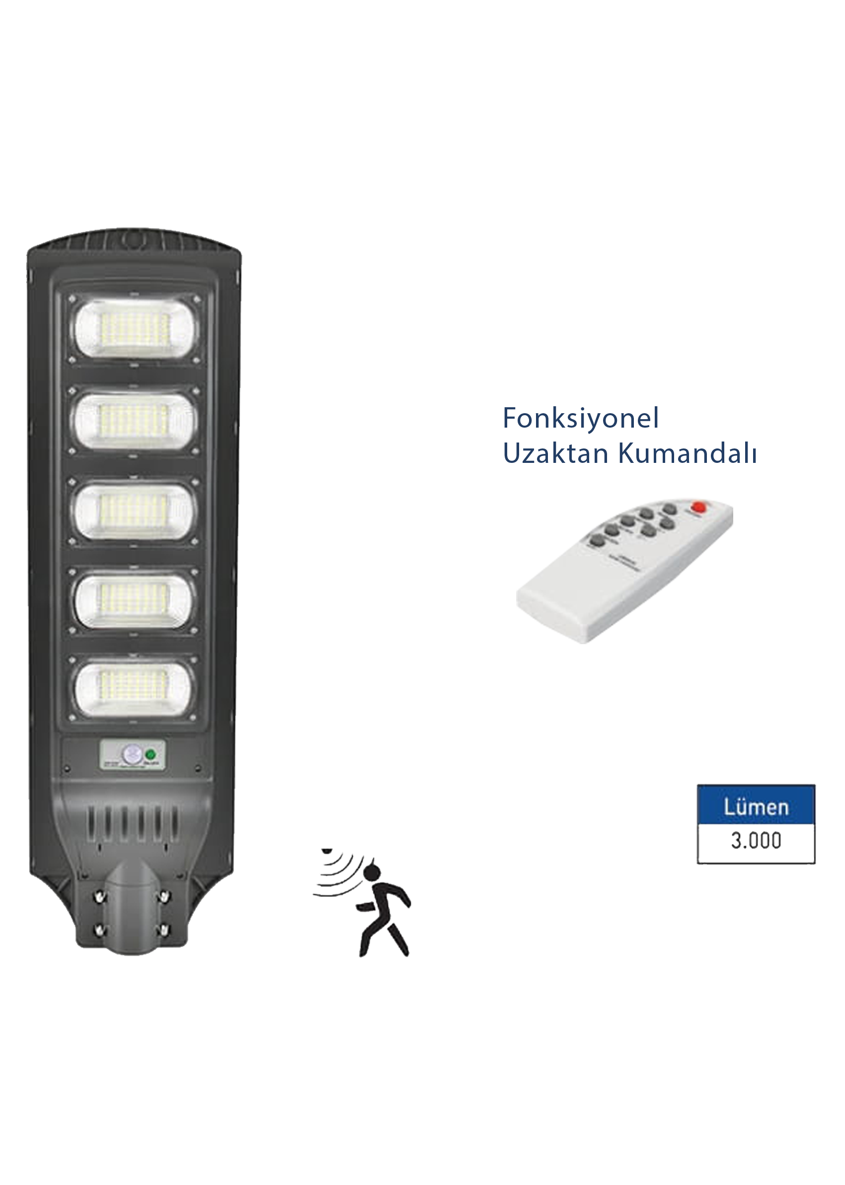 250W Solar Led Sokak Armatürü Fonksiyonel Uzaktan Kumandalı