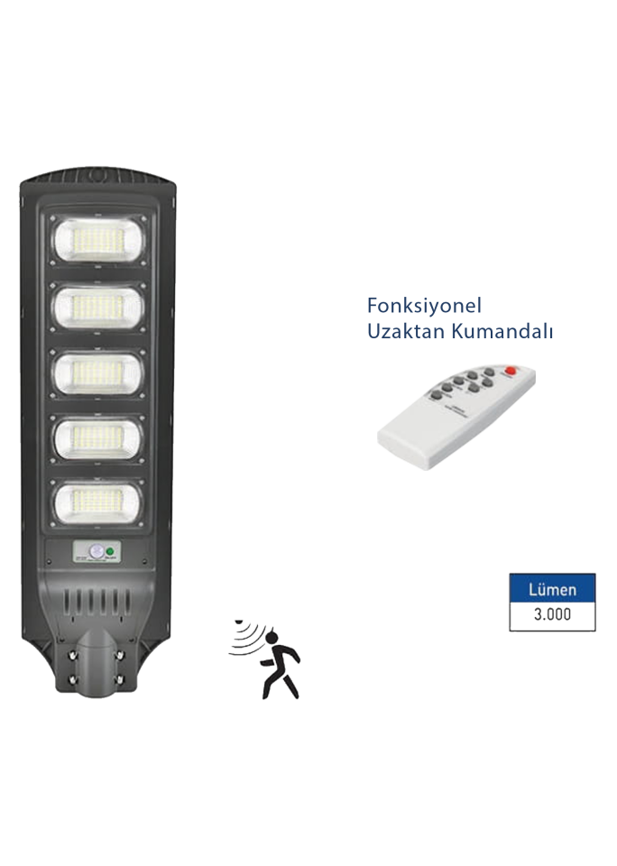 250W Solar Led Sokak Armatürü Fonksiyonel Uzaktan Kumandalı
