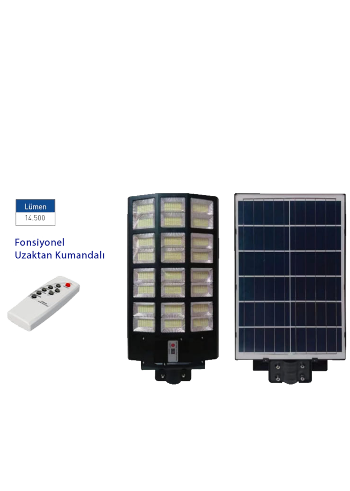 1200W Solar Led Sokak Armatürü Fonksiyonel Uzaktan Kumandalı